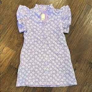 Purple Floral Dress with Puff Sleeves